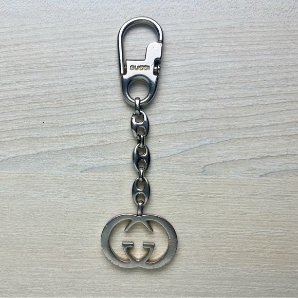 Gucci Vintage Interlocking G Keychain Silver Tone 5” - Picture 1 of 8